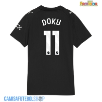 Camisa de time de futebol Manchester City Jeremy Doku #11 Replicas 2º Equipamento Feminina 2025-26 Manga Curta